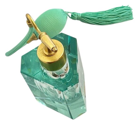 Moser Czechoslovakia Antique Art Deco Large Perfume Bottle Atomizer 1920s Blue - Picture 2 of 13